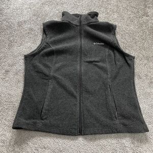 Columbia Benton Springs Fleece Jacket Vest Women XL Dark Gray Full Zip High Neck